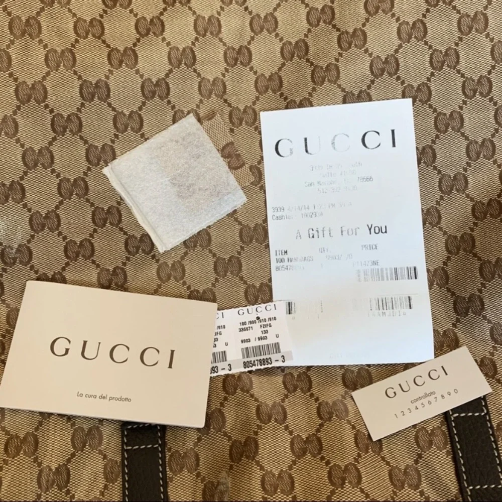 NWT Authentic Gucci Crystal GG Leather Tall Tote